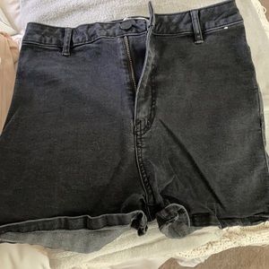 Black denim shorts